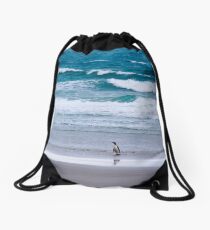 Yellow-eyed penguin solitude Drawstring Bag