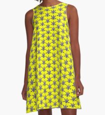 Regenbogen-abstraktes Marihuanablatt A-Linien Kleid
