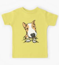 Cute Puppy Bull Terrier Tan and White Kids Tee