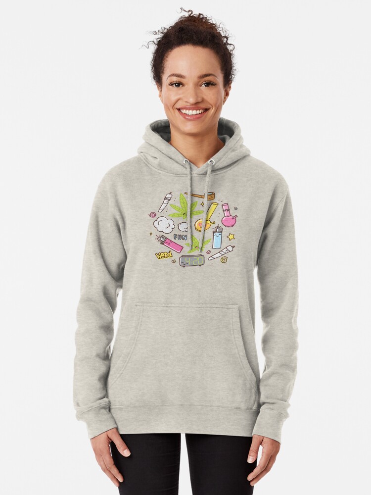 Alternate view of Kawaii marijuana / Cute weed Pullover Hoodie