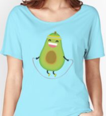 Cute kawaii fitness avocado rope jumping Women's Relaxed Fit T-Shirt