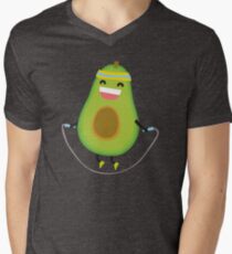 Cute kawaii fitness avocado rope jumping Men's V-Neck T-Shirt