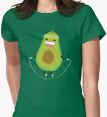 Cute kawaii fitness avocado rope jumping Women's Fitted T-Shirt