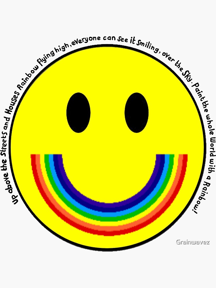 "Rainbow Smiley Face" Sticker by Grainwavez | Redbubble