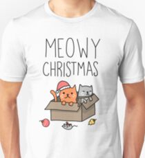 Meowy Christmas Cat Holiday Pun Unisex T-Shirt