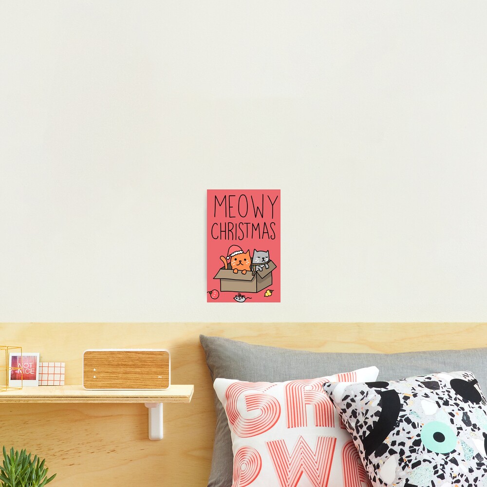 Meowy Christmas Cat Holiday Pun Photographic Print
