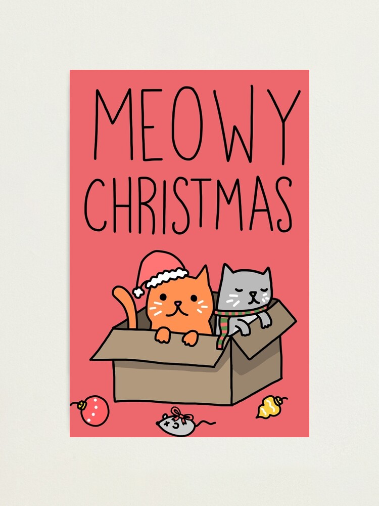 Alternate view of Meowy Christmas Cat Holiday Pun Photographic Print
