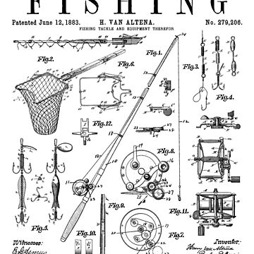 Fishing Rod Tackle Reel Lure Fisherman Vintage Patent Print Art Board  Print for Sale by GrandeDuc