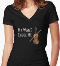 My Wand Chose Me Violinist Viola Violin Music Women's Fitted V-Neck T-Shirt