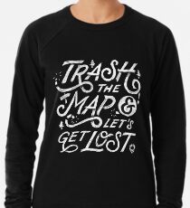 Trash the Map & Let's Get Lost - Travel Adventure Design (white) Leichter Pullover