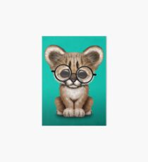 Cute Cougar Cub Wearing Reading Glasses Art Board
