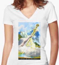 Ace of Wands Women's Fitted V-Neck T-Shirt