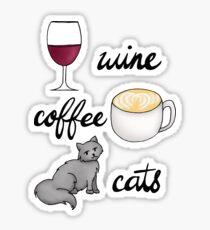 Wine Coffee Cats Sticker