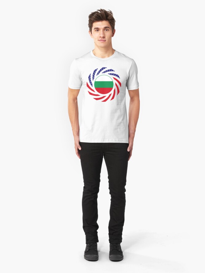 Alternate view of Bulgarian American Multinational Patriot Flag Series Slim Fit T-Shirt