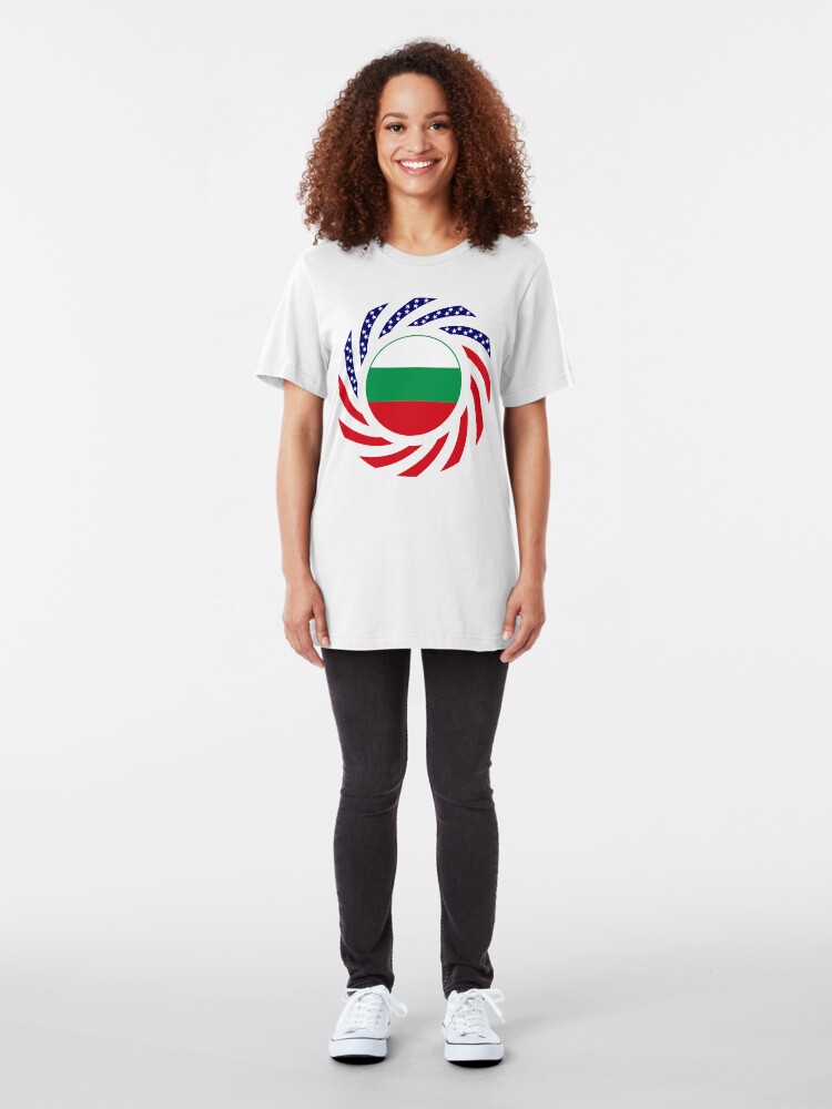 Alternate view of Bulgarian American Multinational Patriot Flag Series Slim Fit T-Shirt