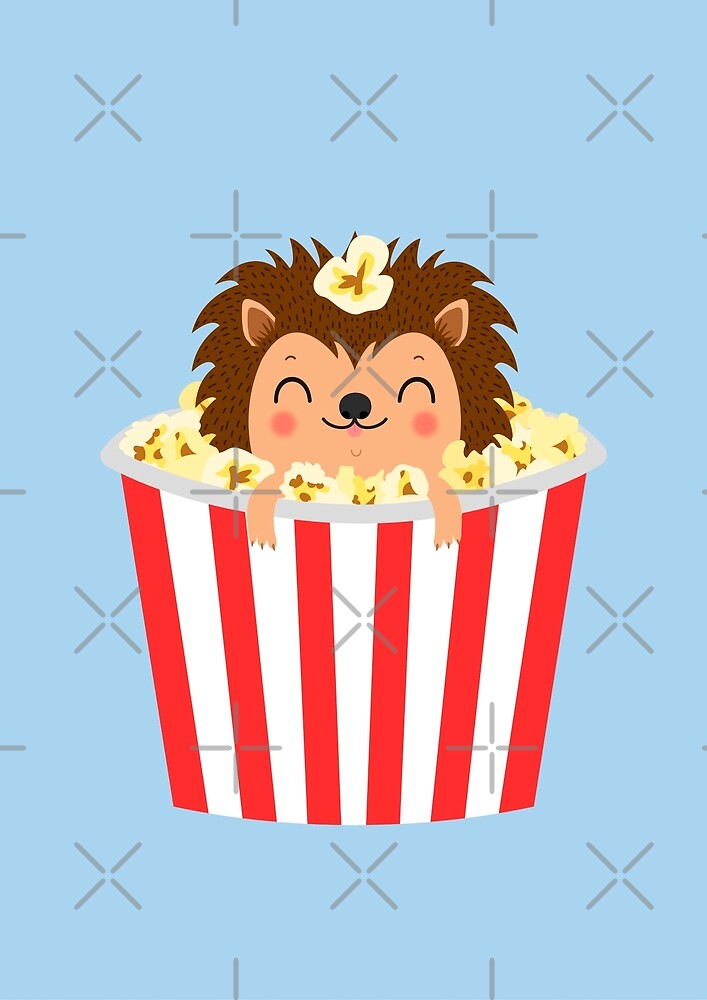 "Hedgehog and popcorn" by mruburu Redbubble