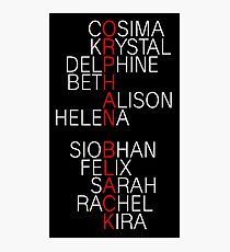 Orphan Black - names (white) Photographic Print