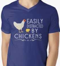 Easily Distracted By Chickens Men's V-Neck T-Shirt