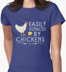 Easily Distracted By Chickens Women's Fitted T-Shirt