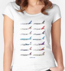 Airbus A380 Operators Illustration Women's Fitted Scoop T-Shirt