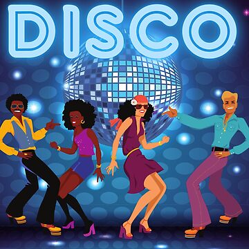 Poster for Sale mit Disco-Party. 70er Jahre Disco-Mode. 80er Jahre Disco  Fashion.Purple Disco-Maschine. von ramazis
