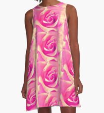Rosenblüte - rosa - gelb - Wassertropfen - Rose - yellow - pink A-Linien Kleid