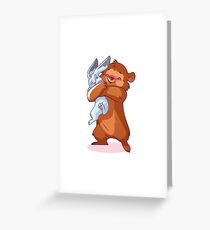 Cute bear hugs rabbit. Greeting Card
