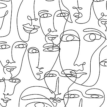 One Line Drawing Abstract Face Pattern Modern Minimalism Art Aesthetic  Contour Continuous Line Art Wood Print