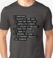 Rage Against The Machine Tracklist Unisex T-Shirt
