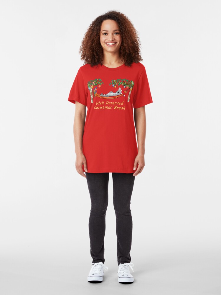 Alternate view of Koala Relaxing on its Hammock on a Well Deserved Christmas Break Slim Fit T-Shirt