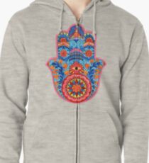 Hamsa Hand Watercolor Zipped Hoodie