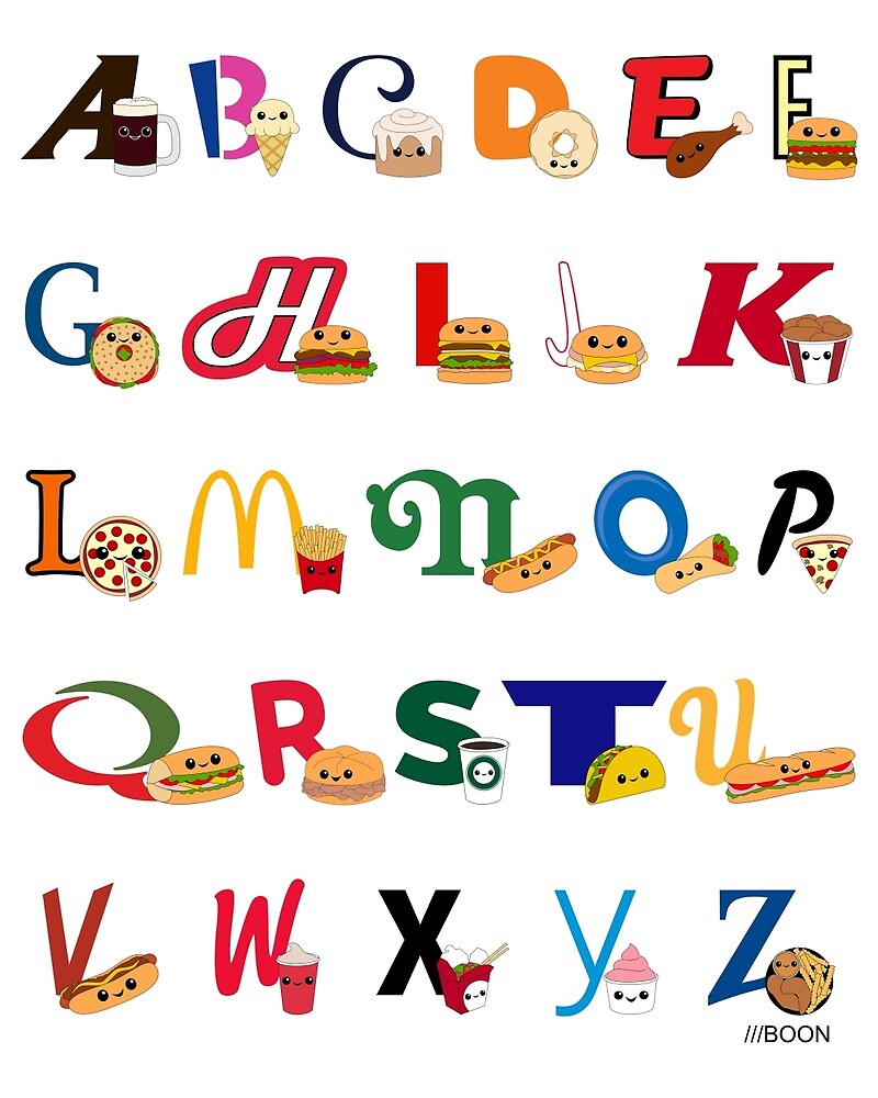  Fast Food Alphabet By Mike Boon Redbubble