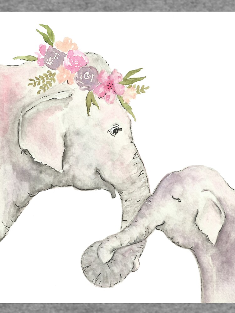 Elefante madre y bebé acuarela de christierenfro