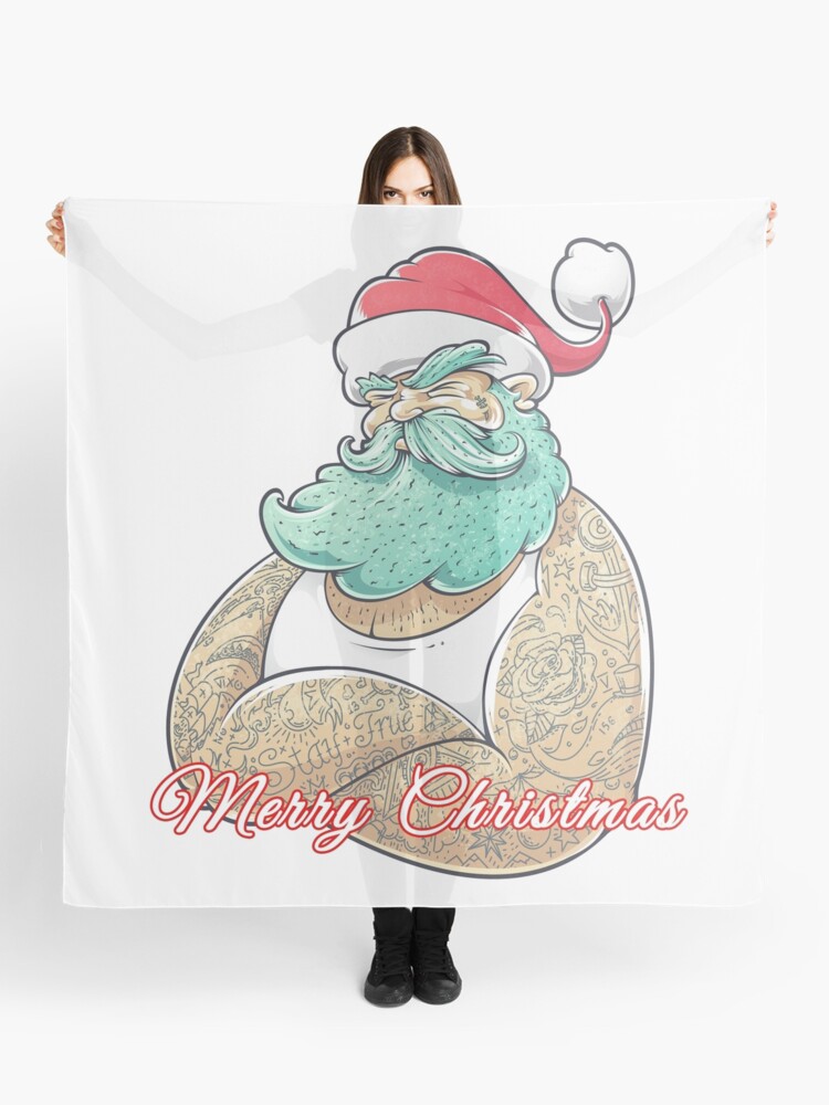 Hard Core Tattooed Santa Claus Christmas Scarf