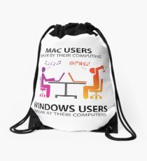 Mac users swear by their computers Drawstring Bag
