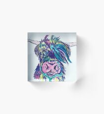 RAINBOW COW Acrylic Block