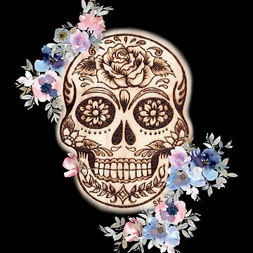 Sugar Skull Floral Sticker – Riverbend Wood Stickers