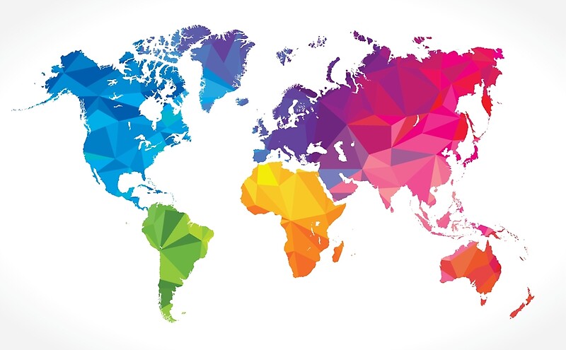 Geometric World Map: Posters | Redbubble