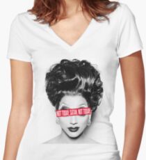 Not today, Satan. Not today. Women's Fitted V-Neck T-Shirt