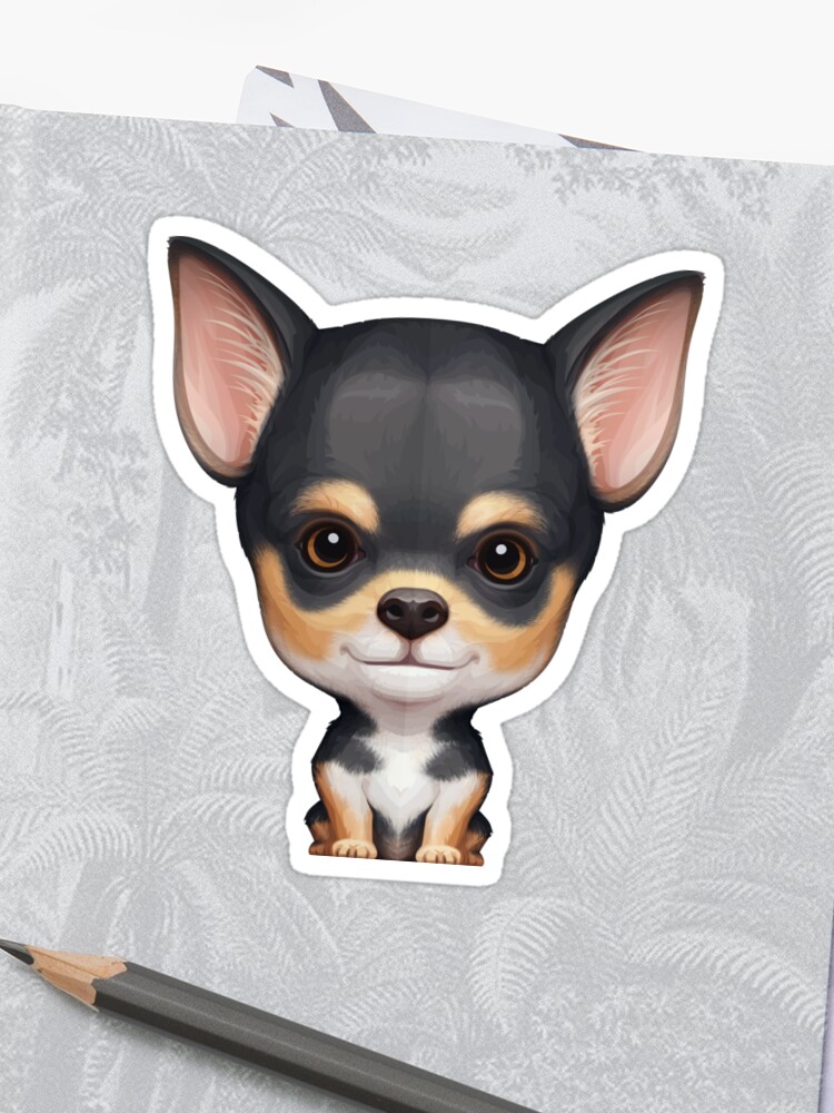 Tricolor Smooth Coat Chihuahua Sticker By Anmlz