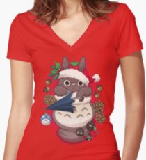 Stocking Stuffer: Forest Friends Women's Fitted V-Neck T-Shirt