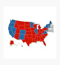 Donald Trump 45th US President - USA Map Election 2016 Photographic Print