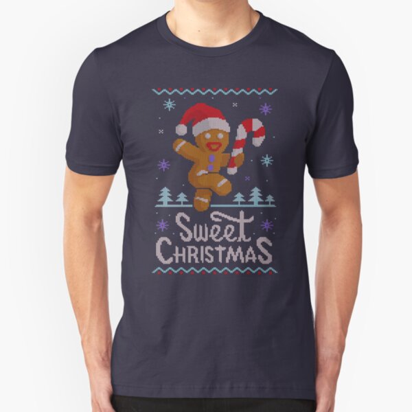 Sweet Christmas Ugly Sweater. Dulce NAvidad Slim Fit T-Shirt
