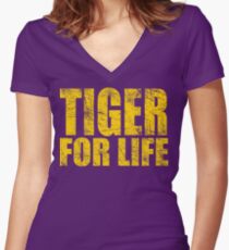 Tiger for Life -Gold and Purple Women's Fitted V-Neck T-Shirt