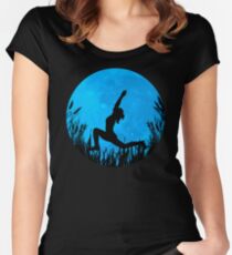 Yoga Moon Posture - Blue Women's Fitted Scoop T-Shirt