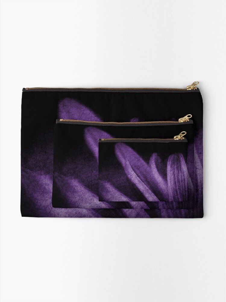 Alternate view of Abstract Petals in Purple Grunge Zipper Pouch