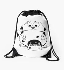 Funny Fat Cat Eat Fish Bones From A Big Bowl Drawstring Bag