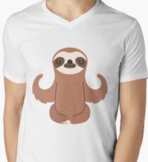 Sloth doing yoga V-Neck T-Shirt