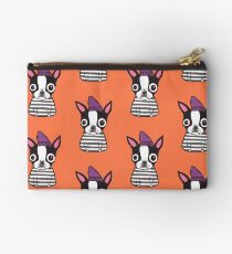 Boston Terrier in a Striped Shirt Studio Pouch