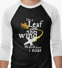 Leaf on the wind (white text) Men's Baseball ¾ T-Shirt